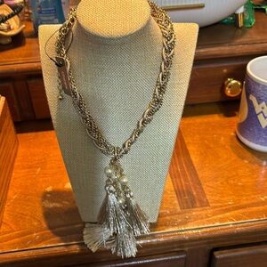 Chico's Gold Bohemian Tassel Necklace